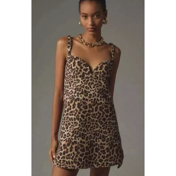 Anthropologie Dhruv Women's Leopard Print Mini Dress Sz M - Picture 11 of 11